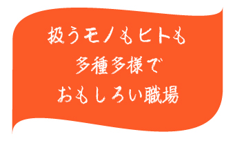 扱うモノもヒトも多種多様でおもしろい職場